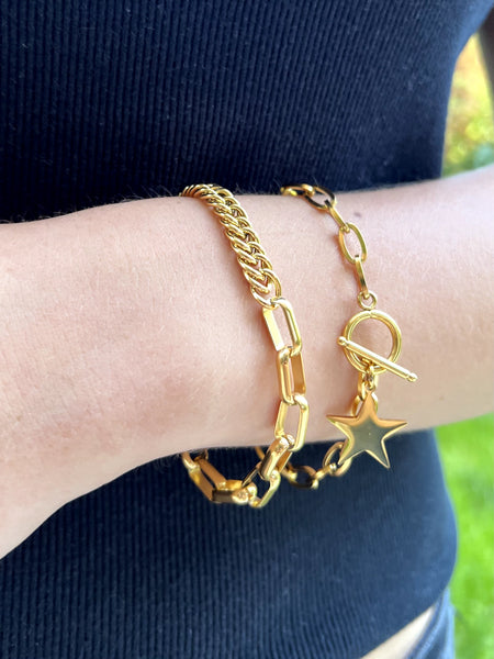 Pulsera Cadena Rock Baño Oro