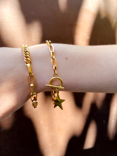 Pulsera Cadena Rock Baño Oro