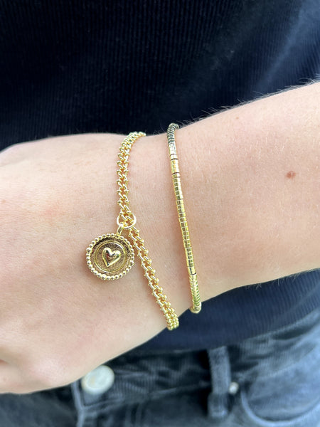 Pulsera Corazón Protector Baño Oro