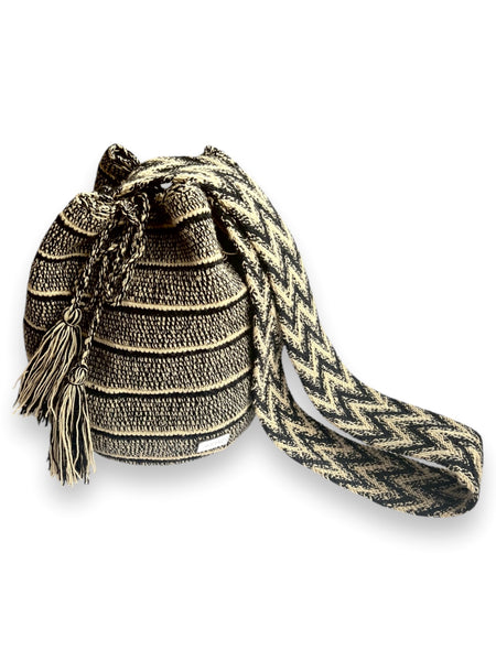 Bolso Wayuu Apshana Negro Beige Grande