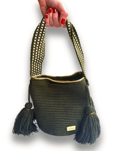 Bolso Wayuu Gala Oliva Mediano