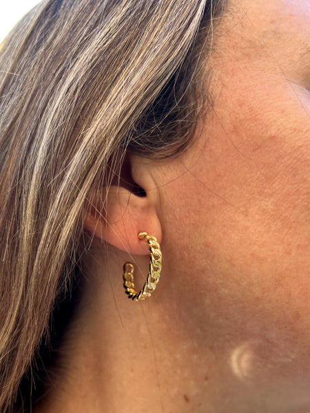 Aros Argolla Cadena Maxi Baño de Oro
