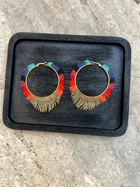 Aros Mostacillas Argollas XL Baño Oro