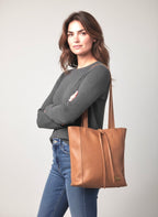 Cartera de Cuero Lazo Midi Nobuk Café