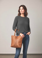 Cartera de Cuero Lazo Midi Nobuk Café