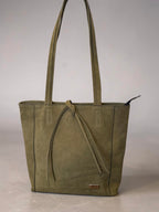 Cartera de Cuero Lazo Midi Nobuk Oliva