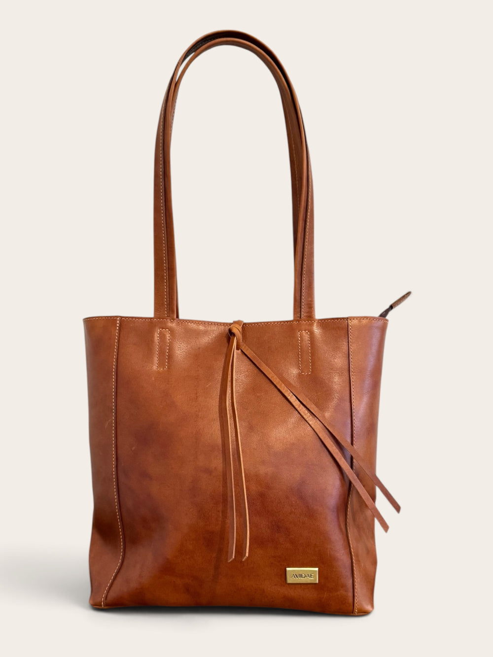 Cartera de Cuero Lazo Midi Café Camel