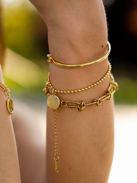 Pulsera Eslabón Púa Acero Baño Oro