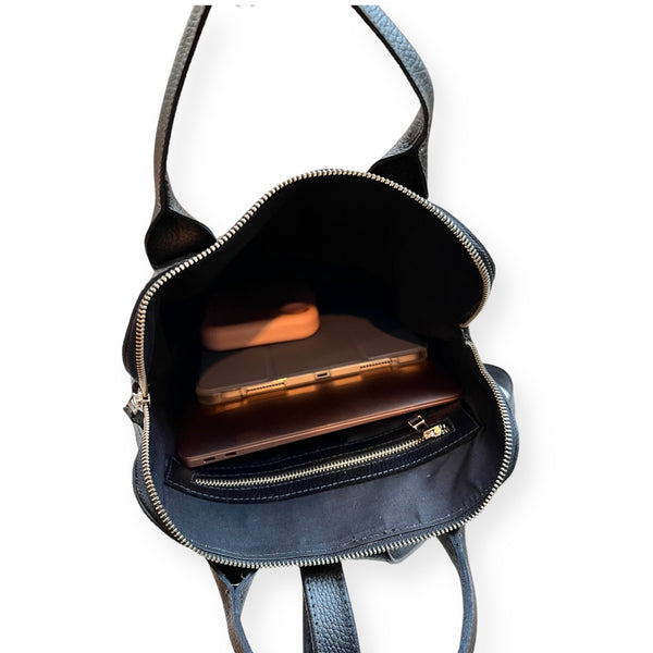 Mochila de Cuero Puemo Negro Grano
