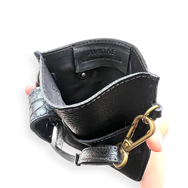 Cartera Portacelular de cuero Eva Negra