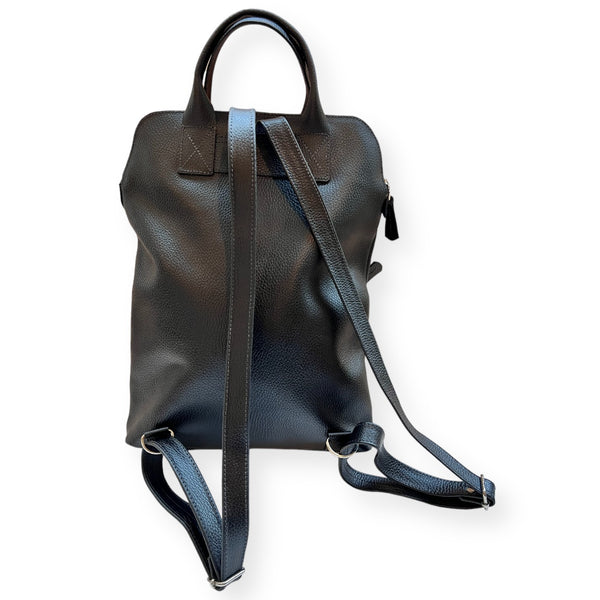 Mochila de Cuero Puemo Negro Grano