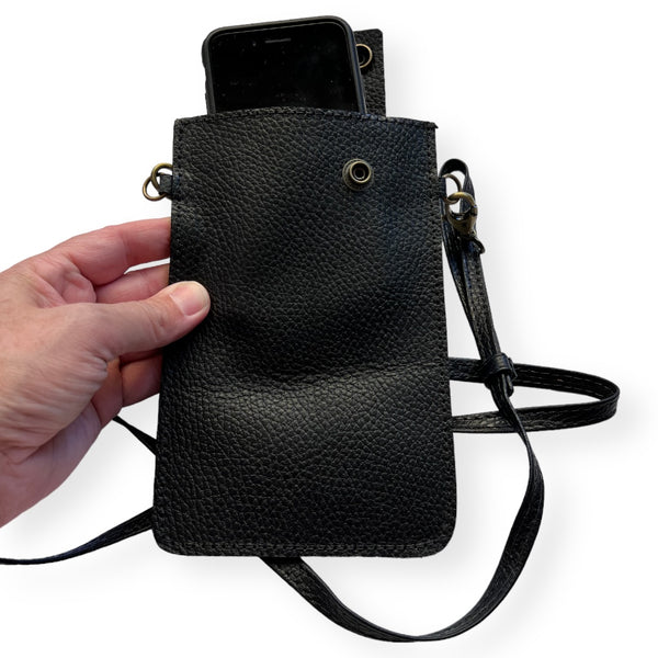Cartera Portacelular de cuero Eva Negra