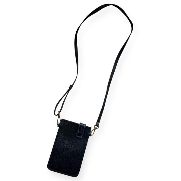 Cartera Portacelular de cuero Eva Negra