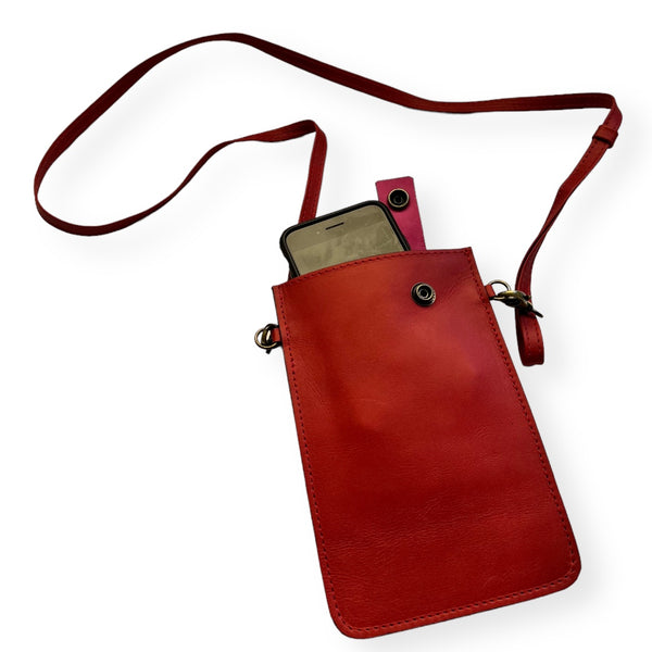Cartera Portacelular de cuero Eva Rojo