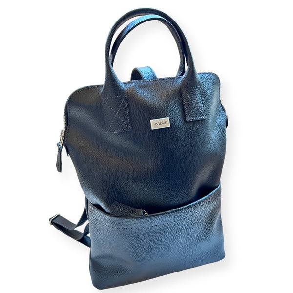Mochila de Cuero Puemo Negro Grano