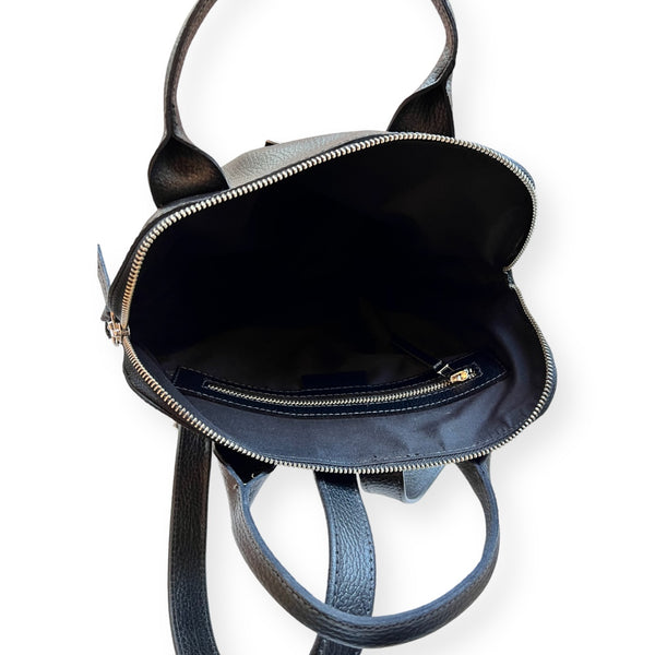 Mochila de Cuero Puemo Negro Grano