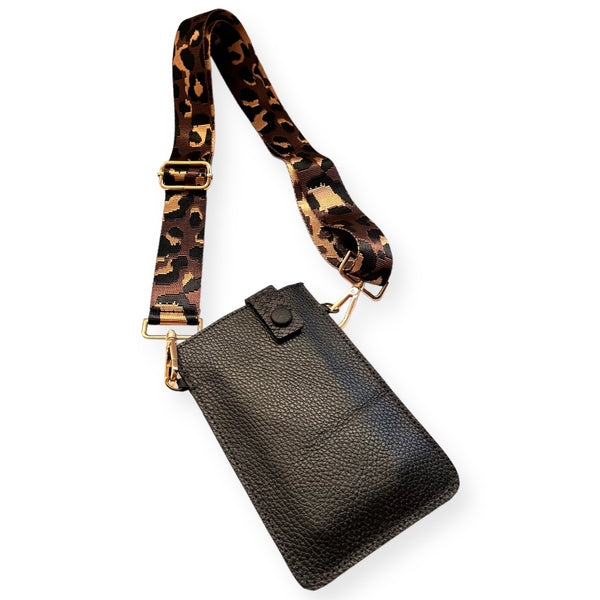 Cartera Portacelular de cuero Eva Negra