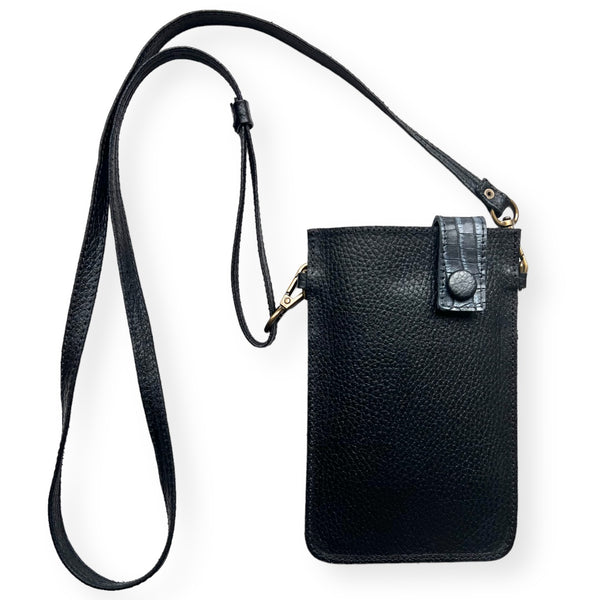 Cartera Portacelular de cuero Eva Negra