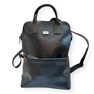 Mochila de Cuero Puemo Negro Grano